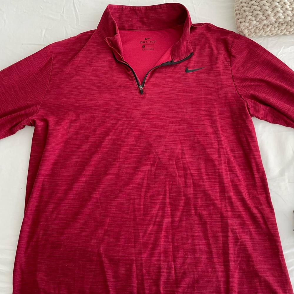 Nike Red Quarter-Zip Pullover Dry Fit